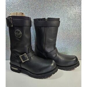 MILWAUKEE Leather Men's Black Leather Motorcycle Biker Engineer Boots Size 9 NIB